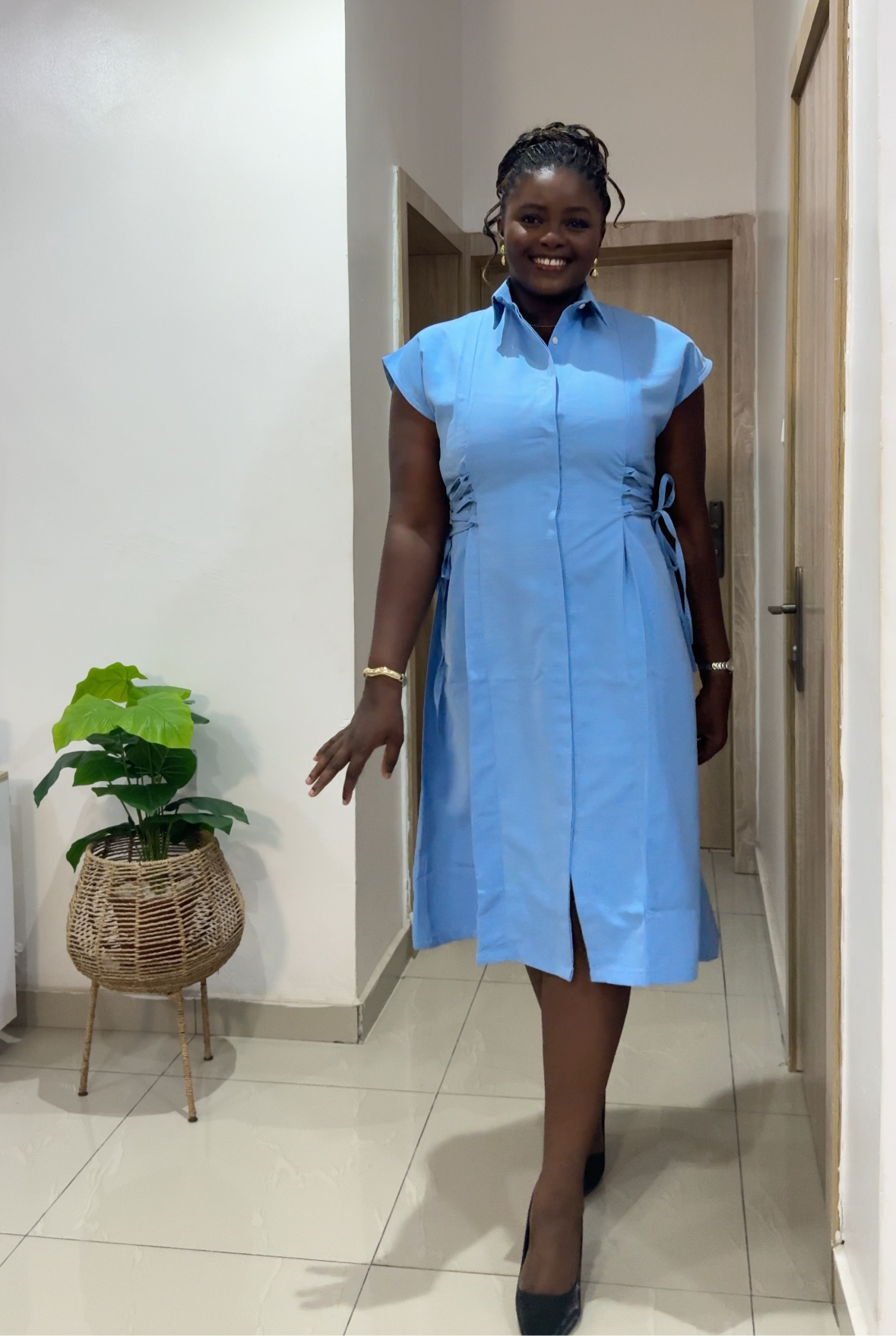 Side Lace Shirt Dress