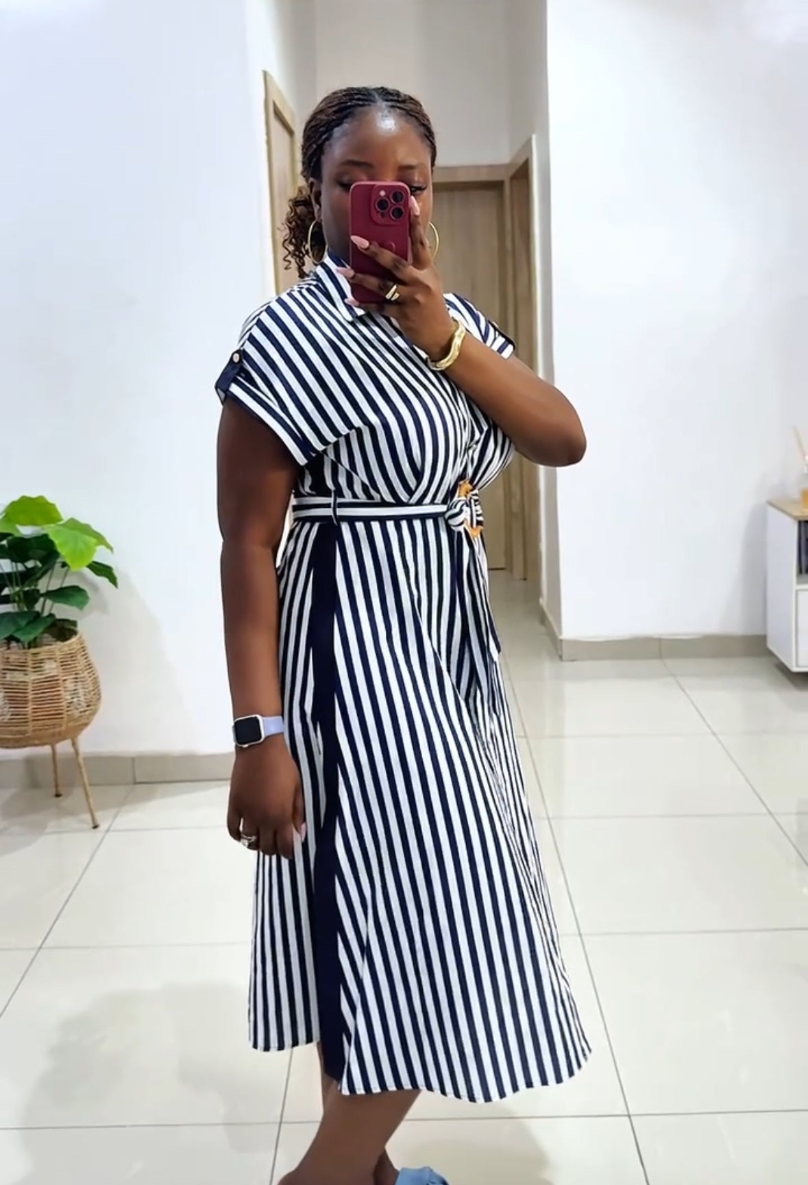 Stripe Belted Shirt Dress