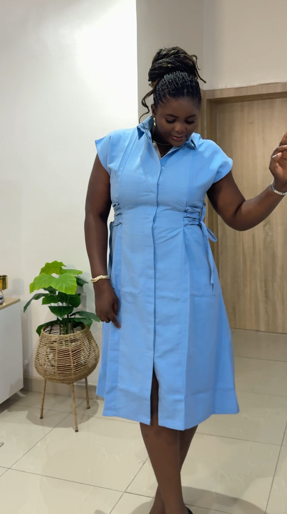 Side Lace Shirt Dress
