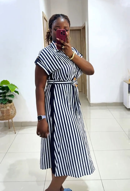 Stripe Belted Shirt Dress