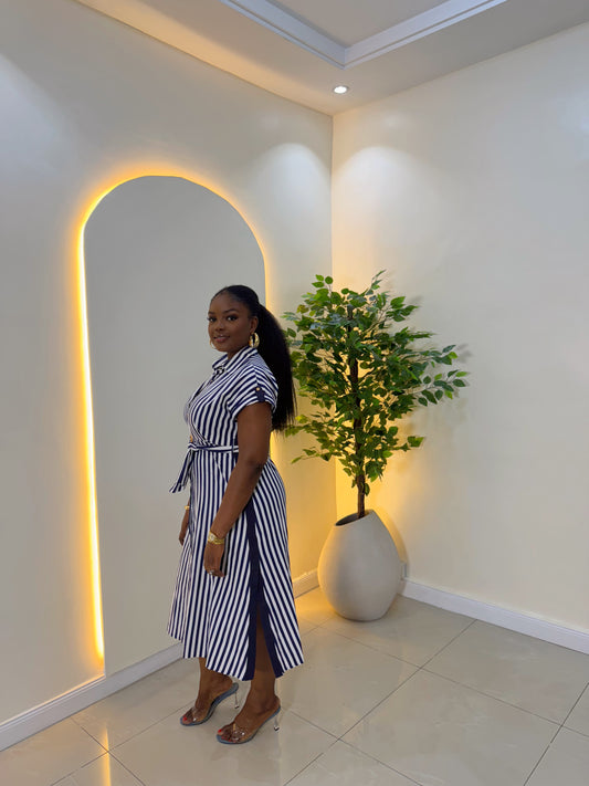 Stripe Belted Shirt Dress