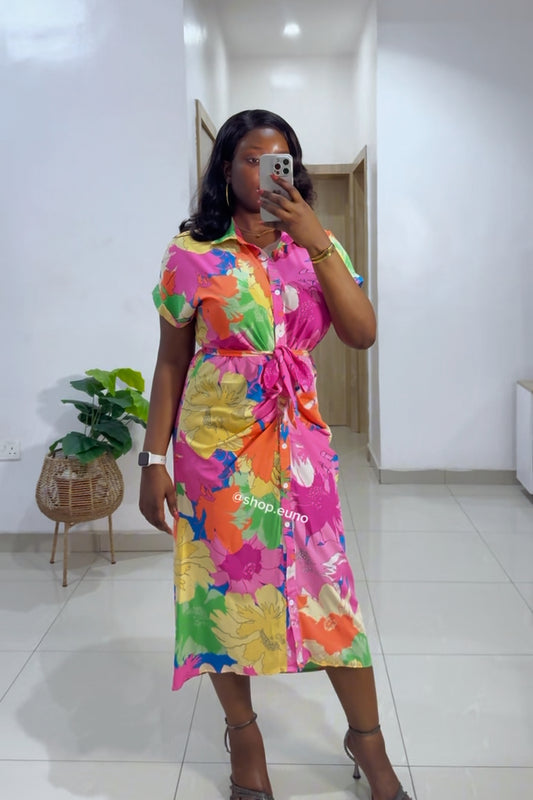 Floral Belted Shirt Dress