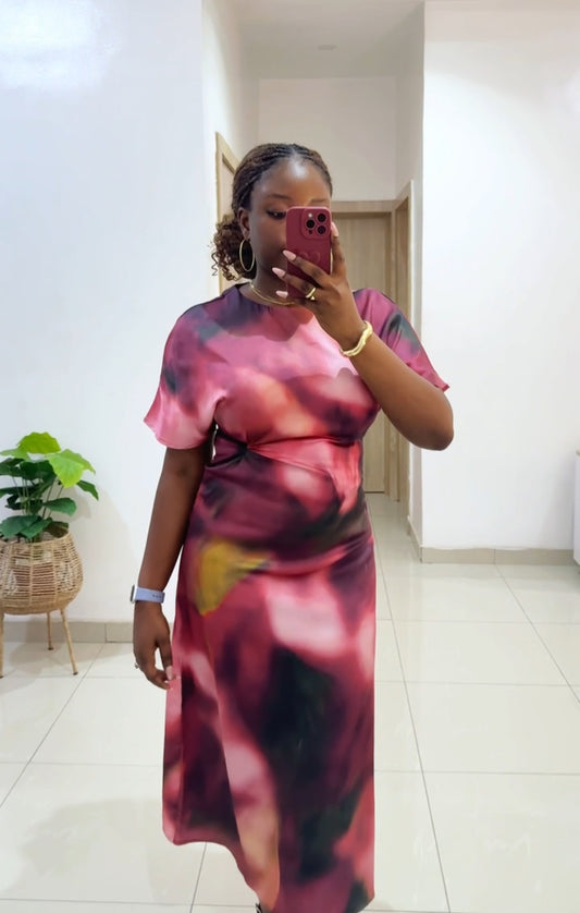 Patterned Silk Midi Dress