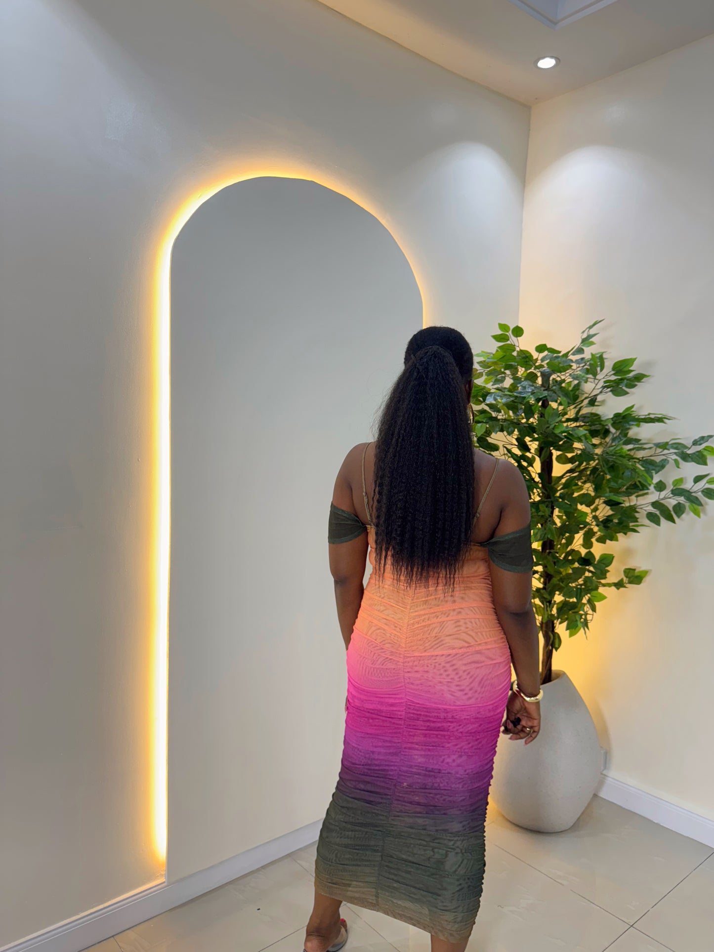 Cold Shoulder Mesh Dress