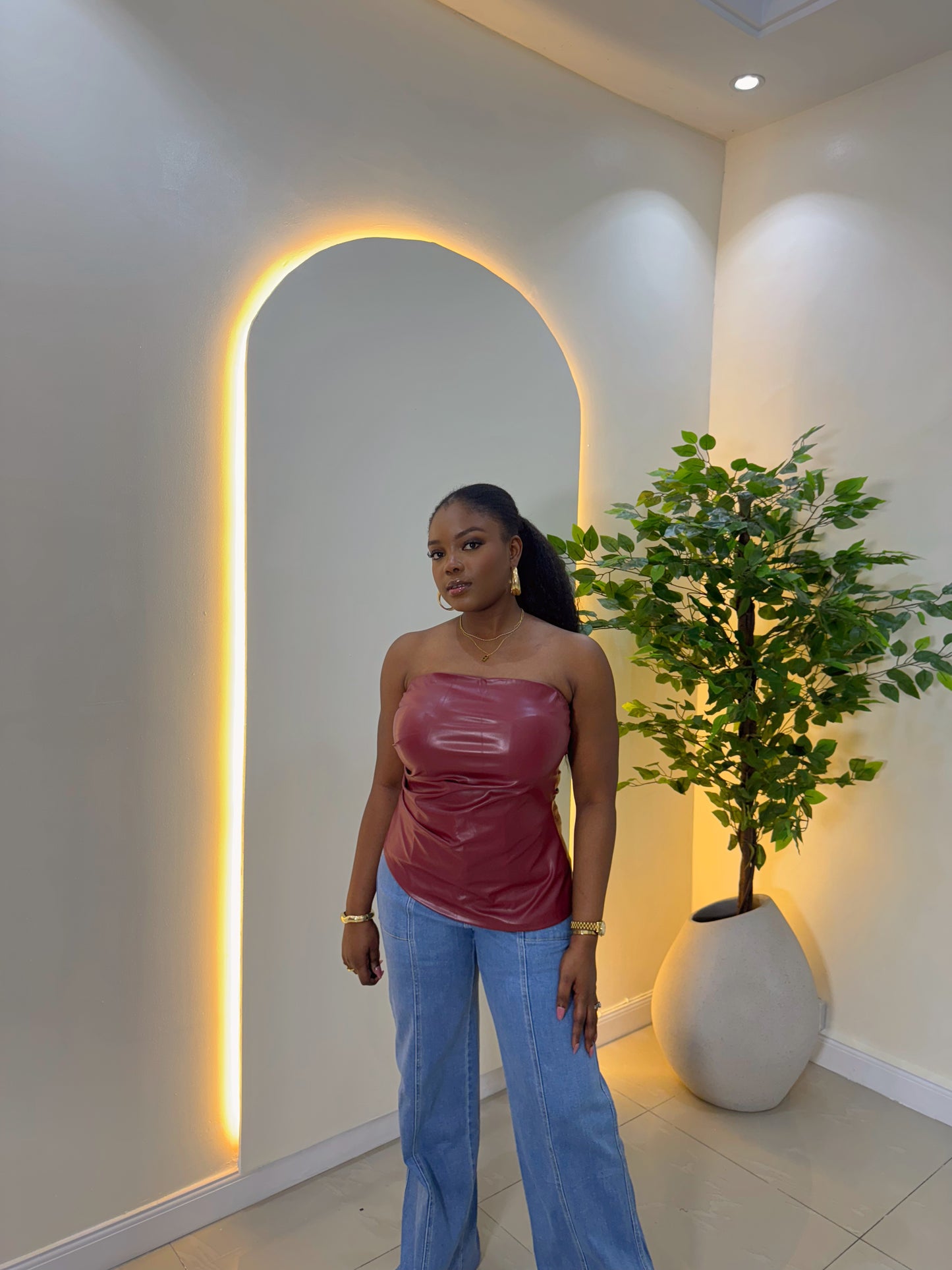 Leather Tube Top