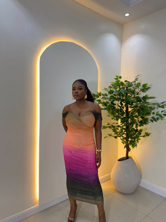 Cold Shoulder Mesh Dress